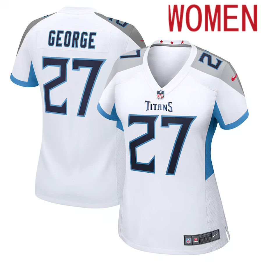 Women Tennessee Titans #27 Eddie George Nike White Retired Game NFL Jersey->women nfl jersey->Women Jersey